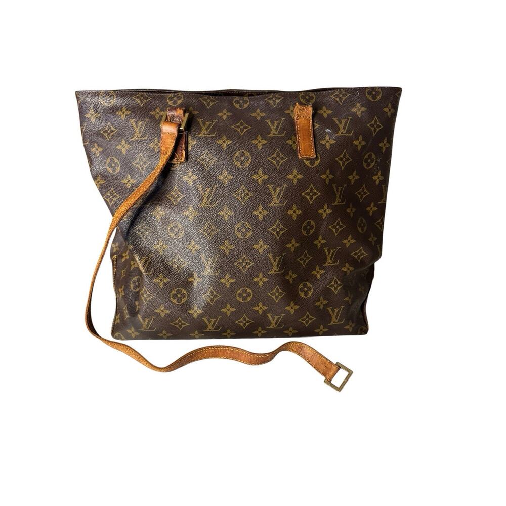 Authentic Louis Vuitton Monogram Tote Bag Vintage Brown LV Fair Condition Repair